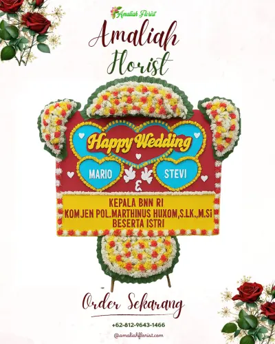 Karangan Papan Bunga Pernikahan di Candipuro